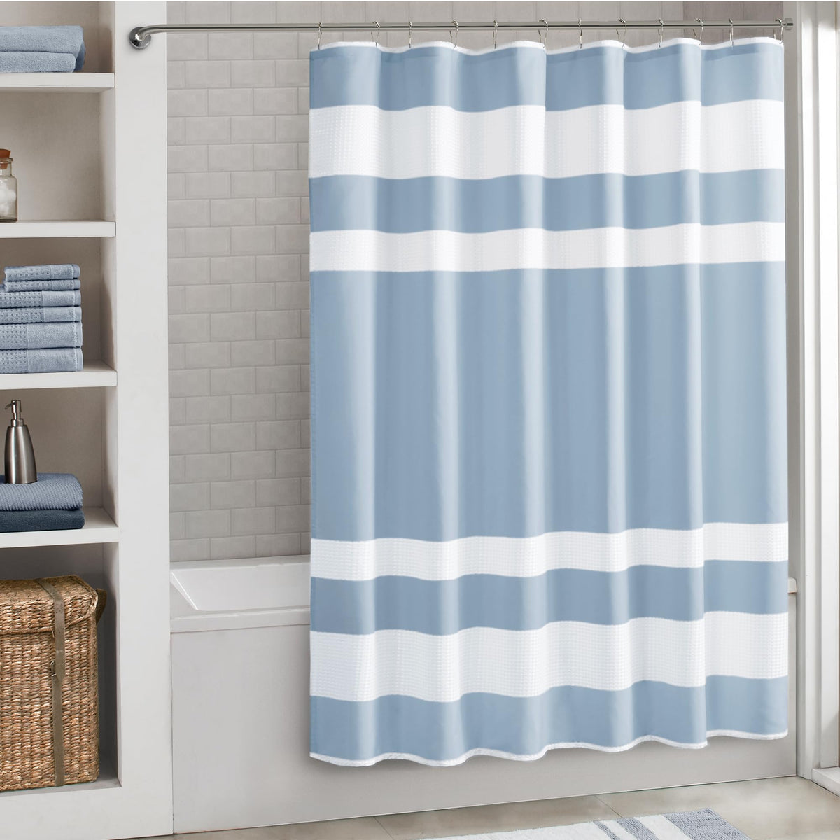 Madison Park Spa Waffle Shower Curtain for Bathroom, 72 x 72, Grey