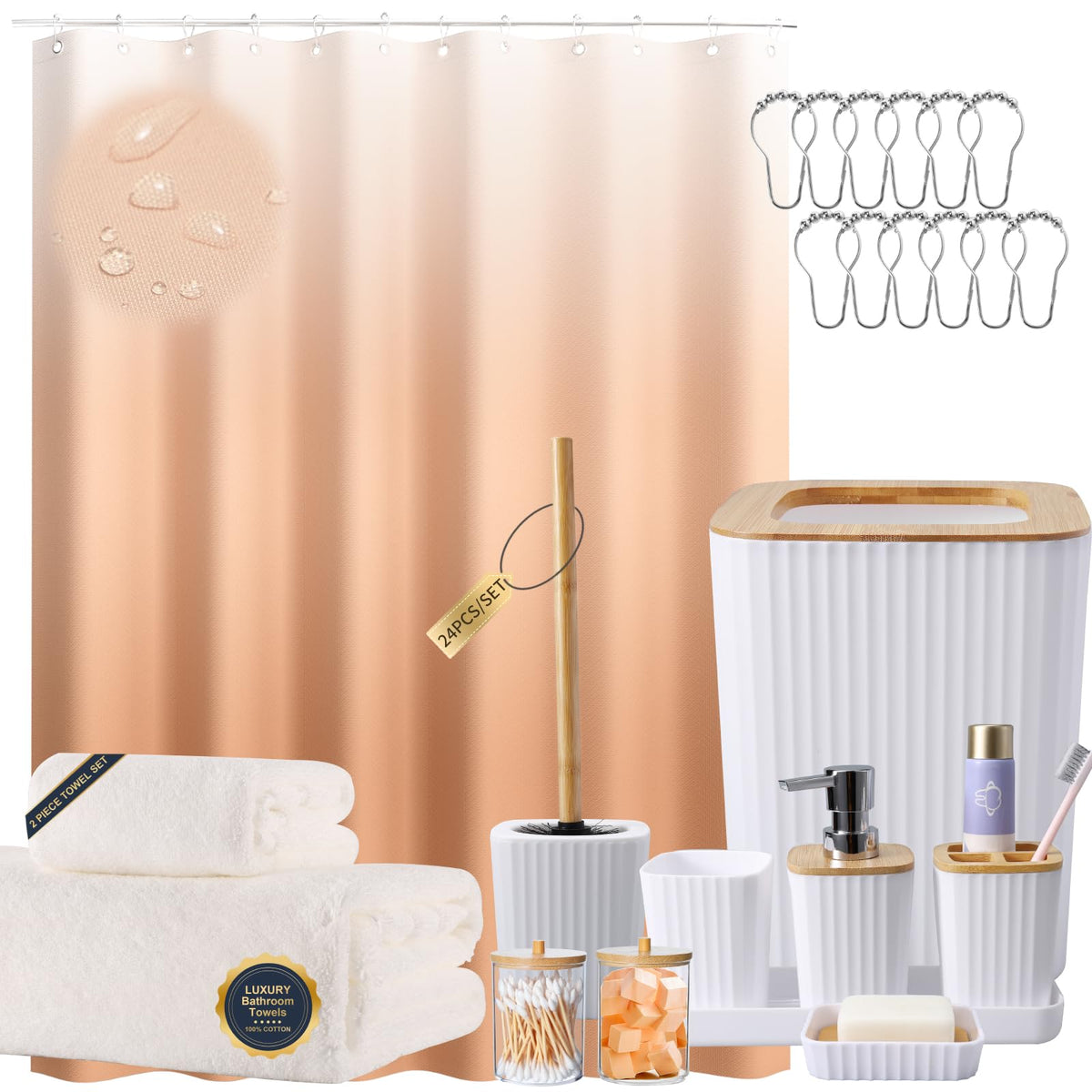 XLHOMO Sage Green Bathroom Set, Bathroom Sets with Shower Curtain and Rugs