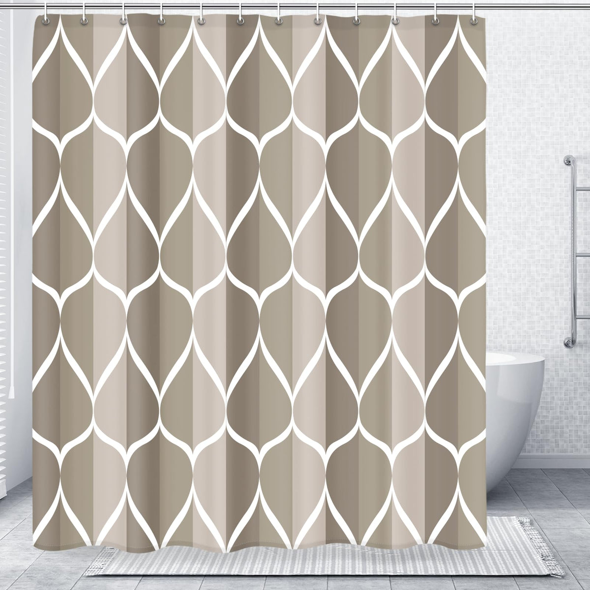 Gelbchu Grey Blend Geometric Shower Curtain for Bathroom, 72x72 Inch