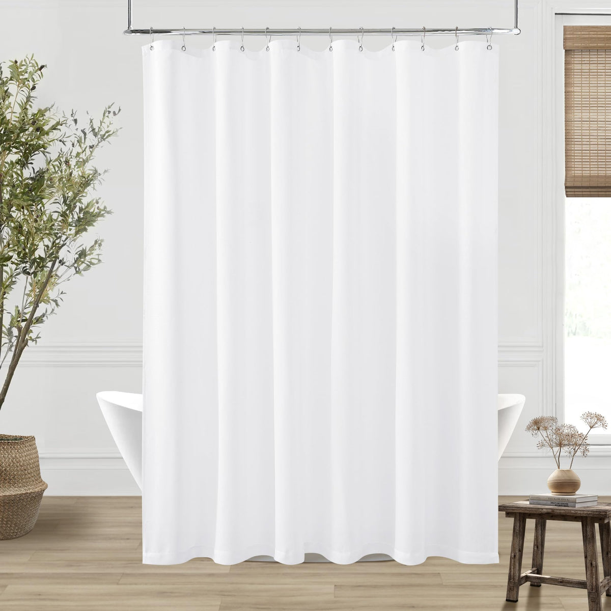 Cream Linen Shower Curtain for Bathroom Water Repellent 72x78 Inch