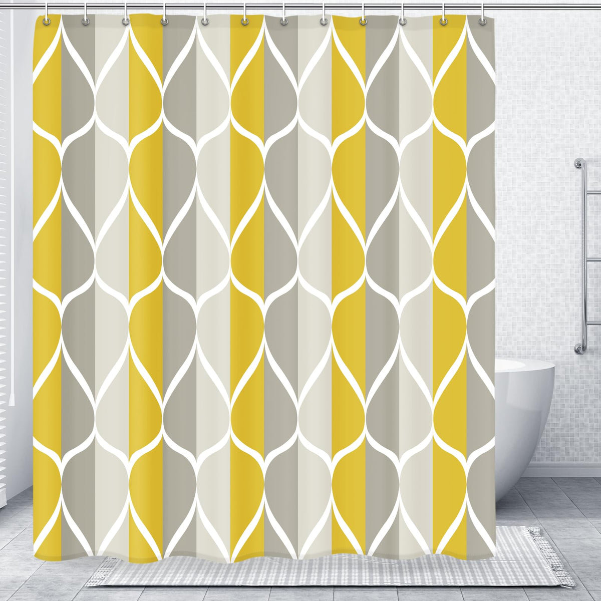Gelbchu Grey Blend Geometric Shower Curtain for Bathroom, 72x72 Inch