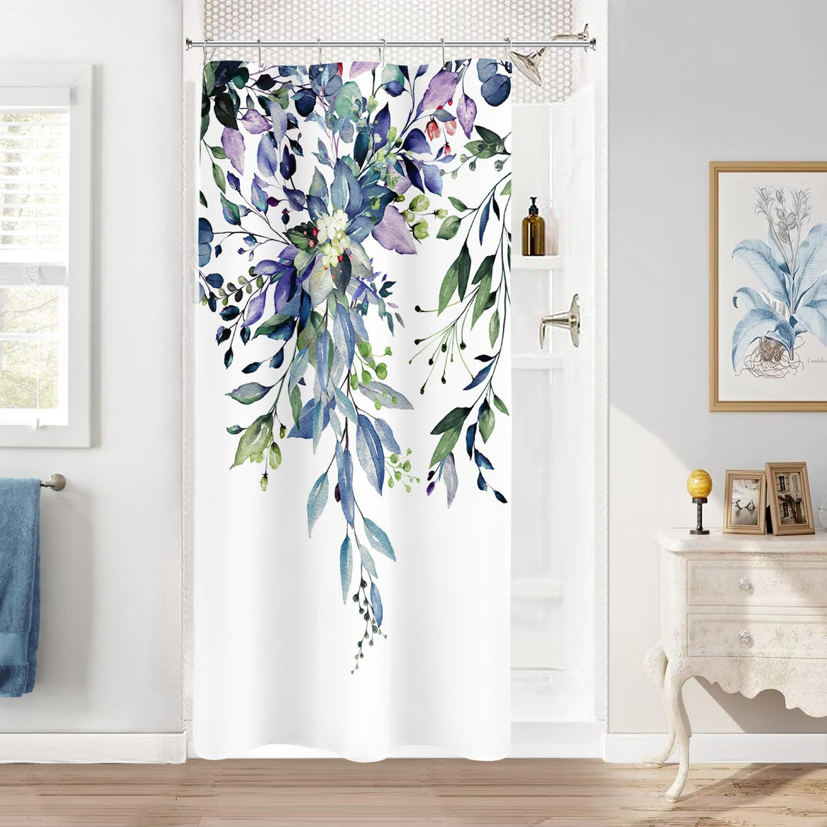 Sage Green Eucalyptus Fabric Shower Curtain for Bathroom, 72x72