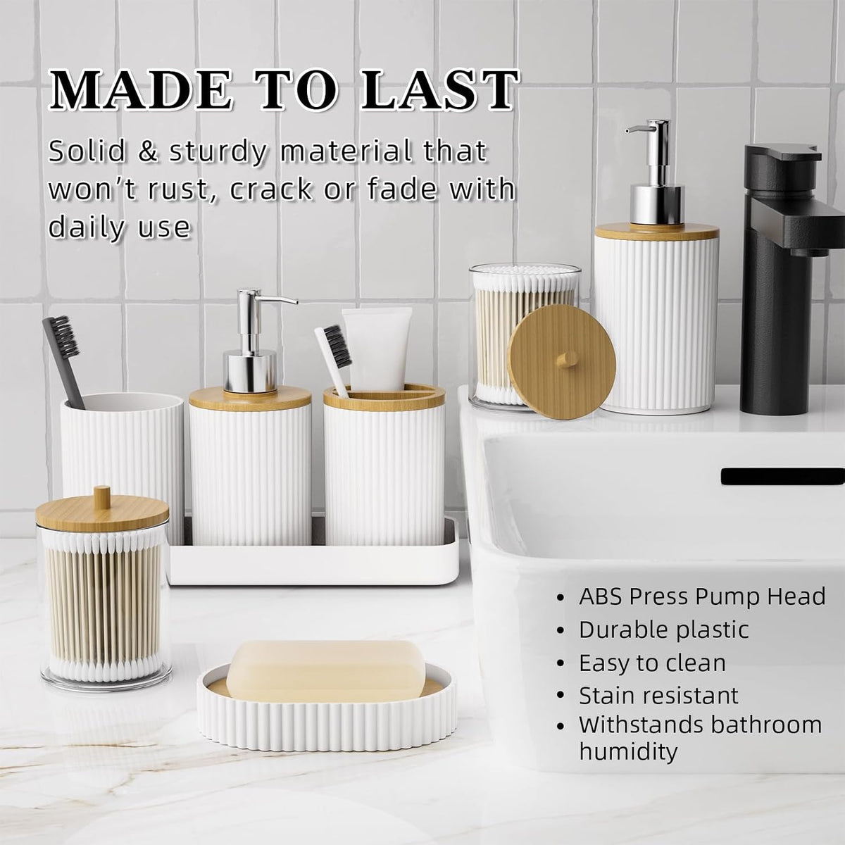 10PC Bathroom Accessory Set - White Bathroom Bath Decor Sets