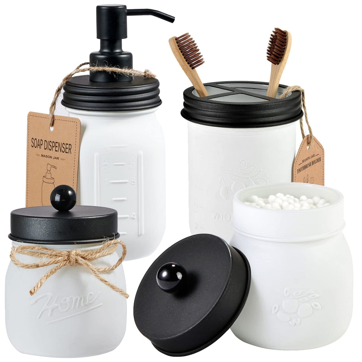 Amolliar Mason Jar Bathroom Accessories Set 4 Pcs, Oil Rubbed Bronze