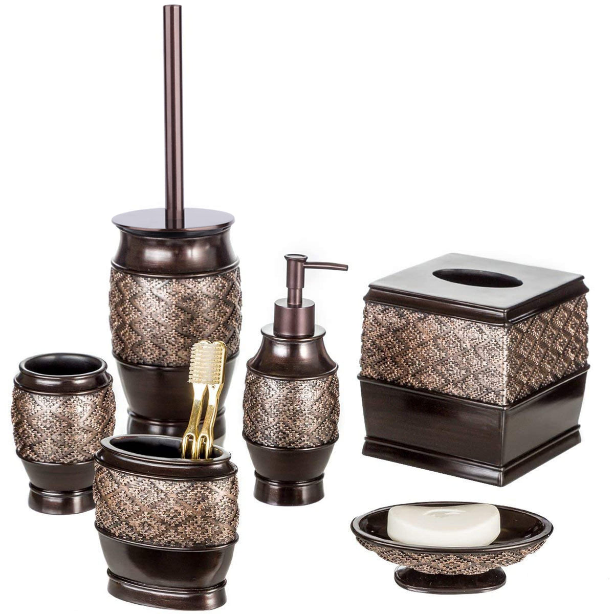 Creative Scents Dublin Brown 4 Piece Bathroom Accessory Set