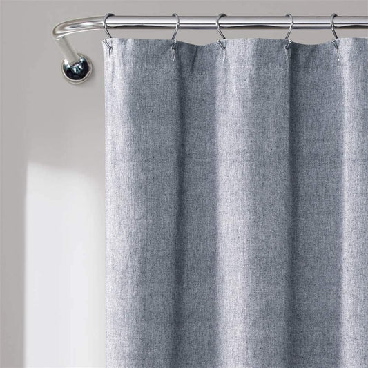 Lush Decor Nantucket Yarn Dyed Cotton Blend Tassel Fringe Shower Curtain Single 72" W x 72" L Navy - Blue Shower Curtains for Bathroom Curtain