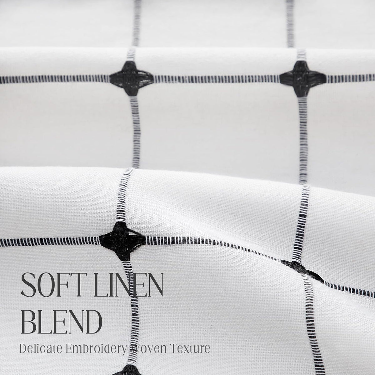 Black and White Boho Shower Curtain, 72" W X 72" L