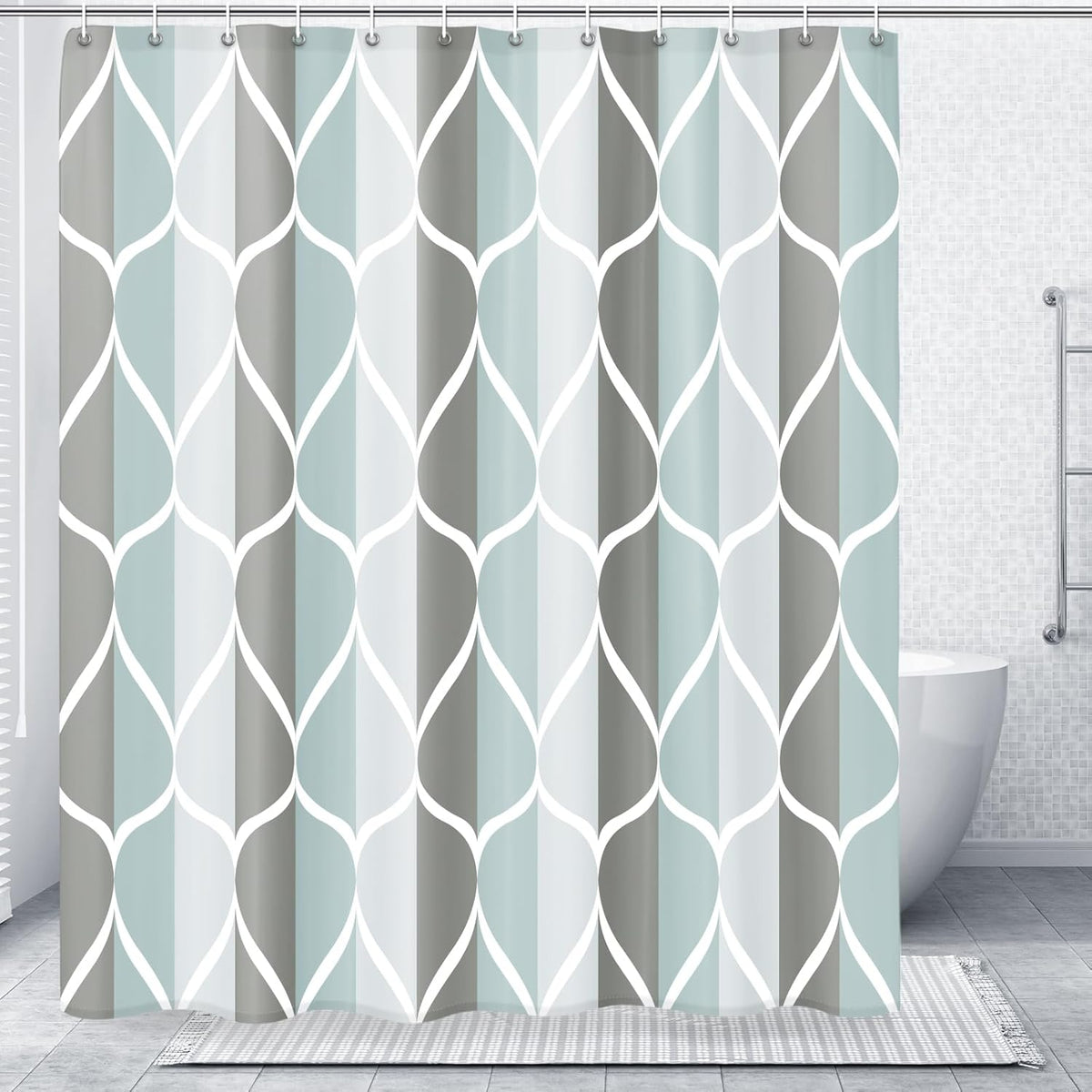 Gelbchu Grey Blend Geometric Shower Curtain for Bathroom, 72x72 Inch