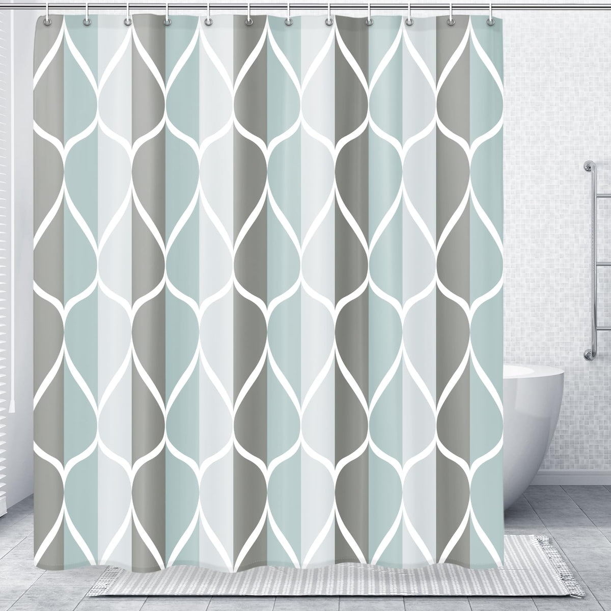Gelbchu Grey Blend Geometric Shower Curtain for Bathroom, 72x72 Inch
