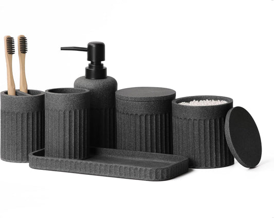 INIUNIK Bathroom Accessory Set, 6 Pieces, Dark Grey