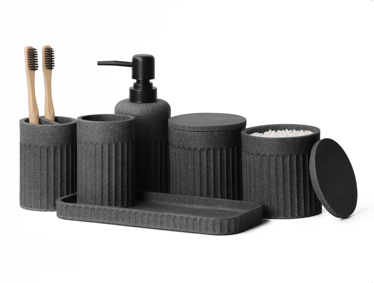 INIUNIK Bathroom Accessory Set, 6 Pieces, Dark Grey