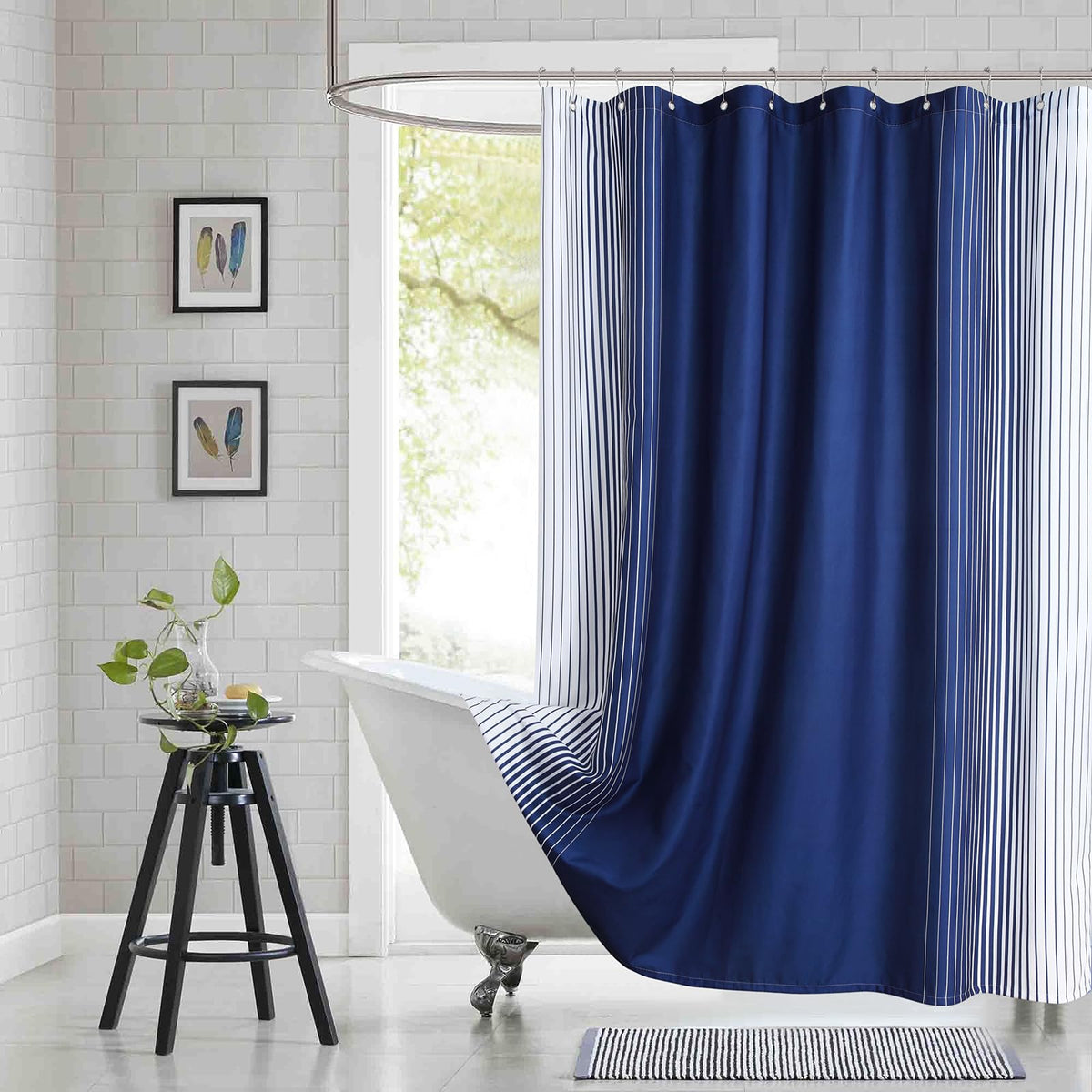Fabric Shower Curtain, Blue Shower Curtain, Plolyester Ombre Shower Curtains for Bathroom, Modern Decorative Bathroom Curtains, 72" W x 72" H