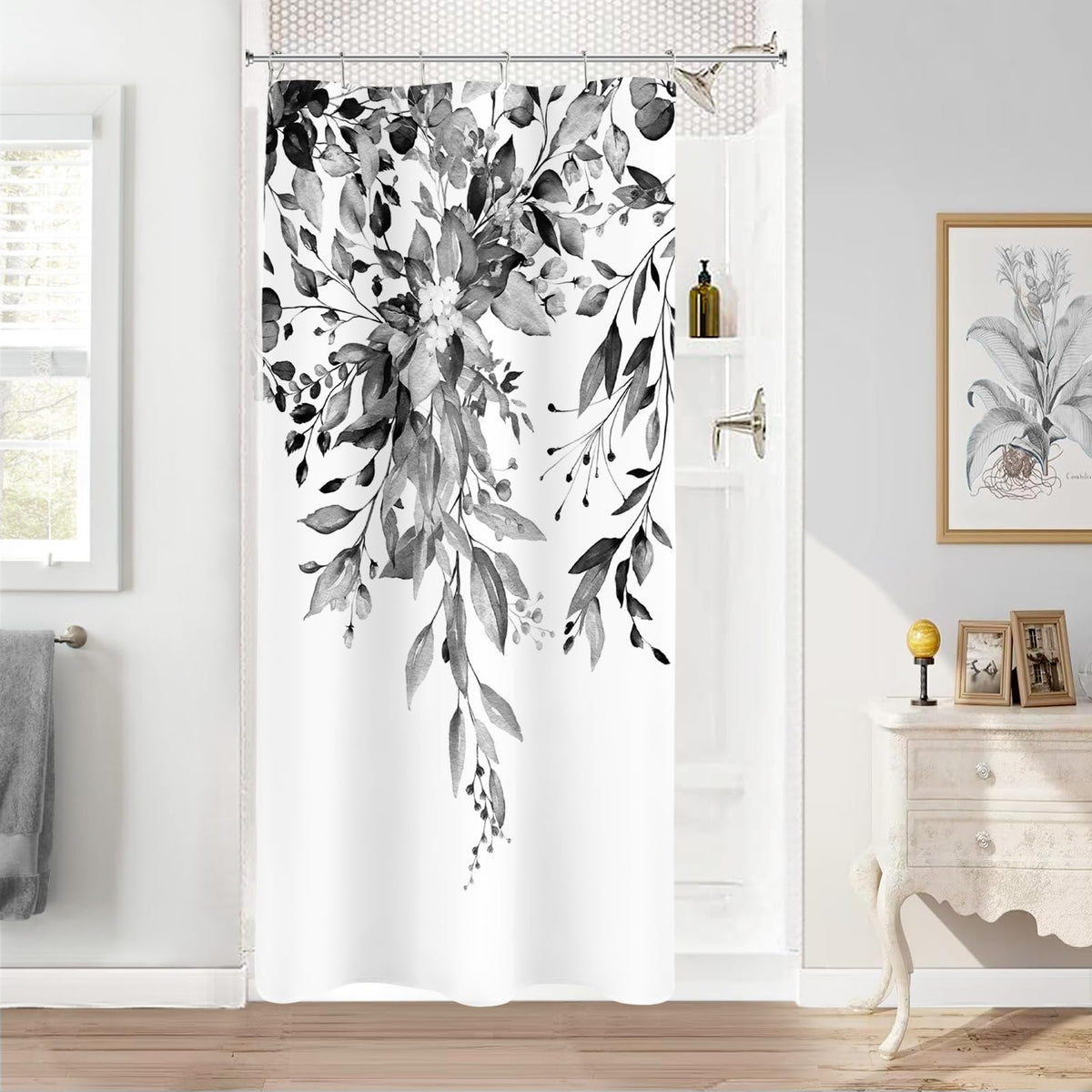 Sage Green Eucalyptus Fabric Shower Curtain for Bathroom, 72x72