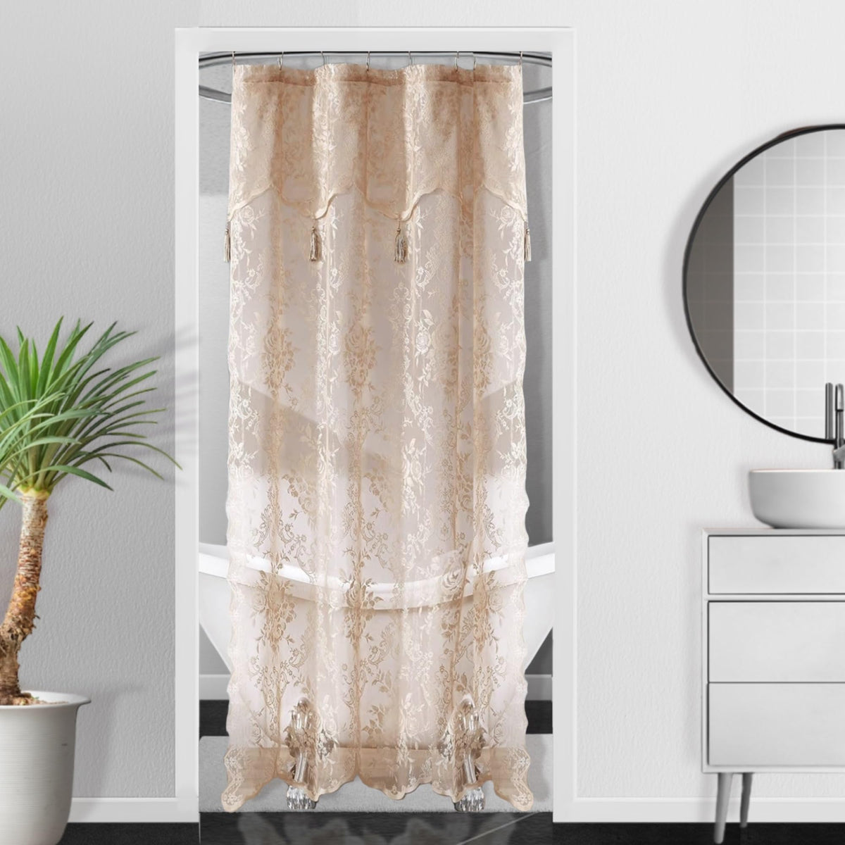 Warm Home Designs Black Stall Shower Curtain with Valance. LA Black 36