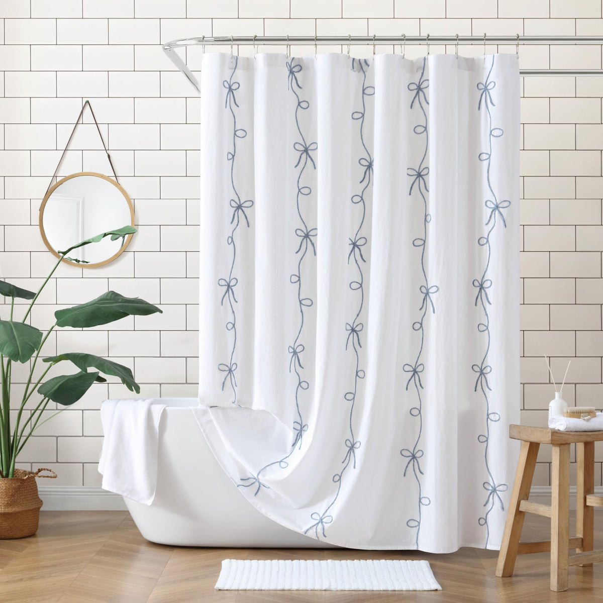 Peri Home Block Print Gauze Shower Curtain 72 x 72 inches Multi 1-Piece
