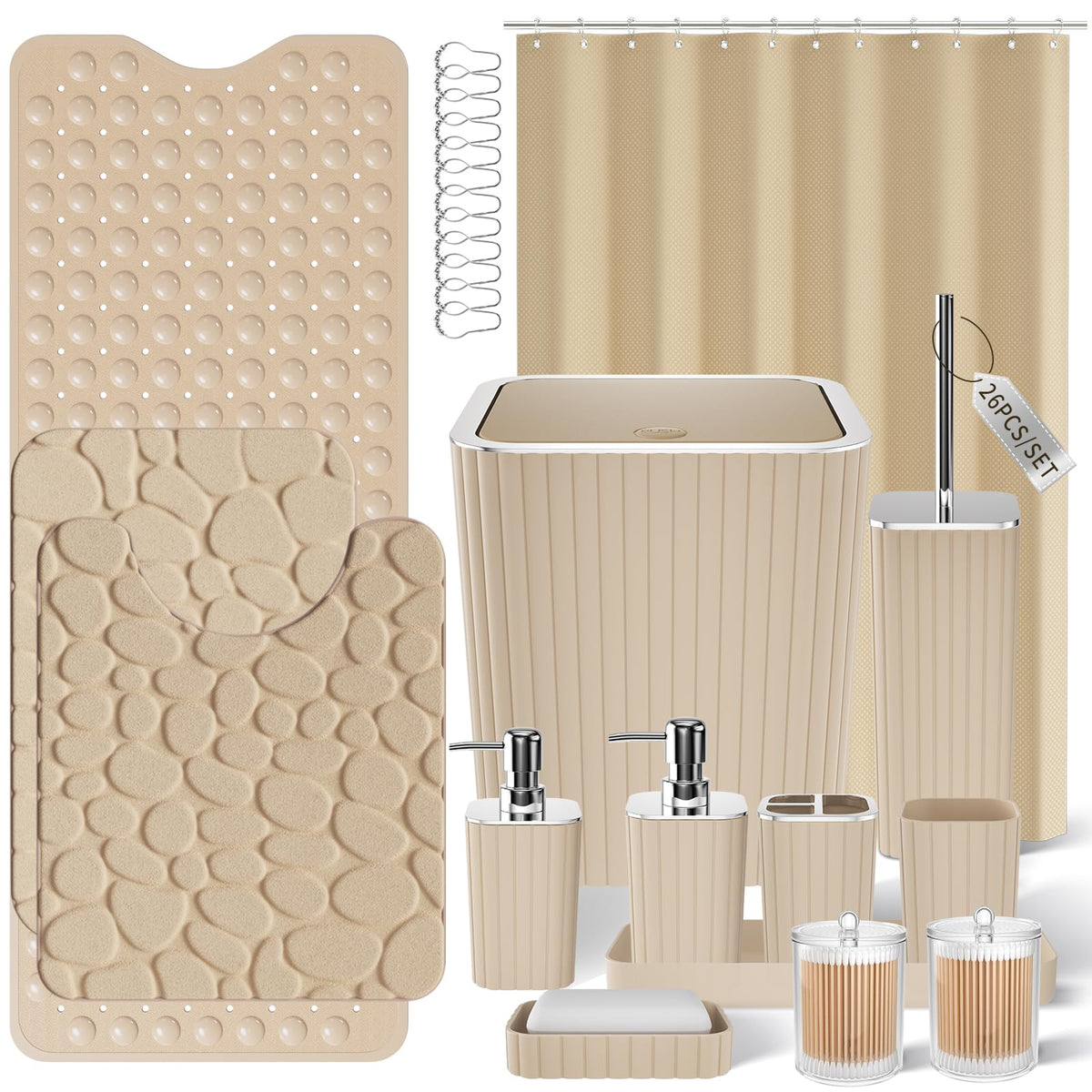 XLHOMO Bathroom Accessories Set - 10PC Gorgeous Black Bathroom Set