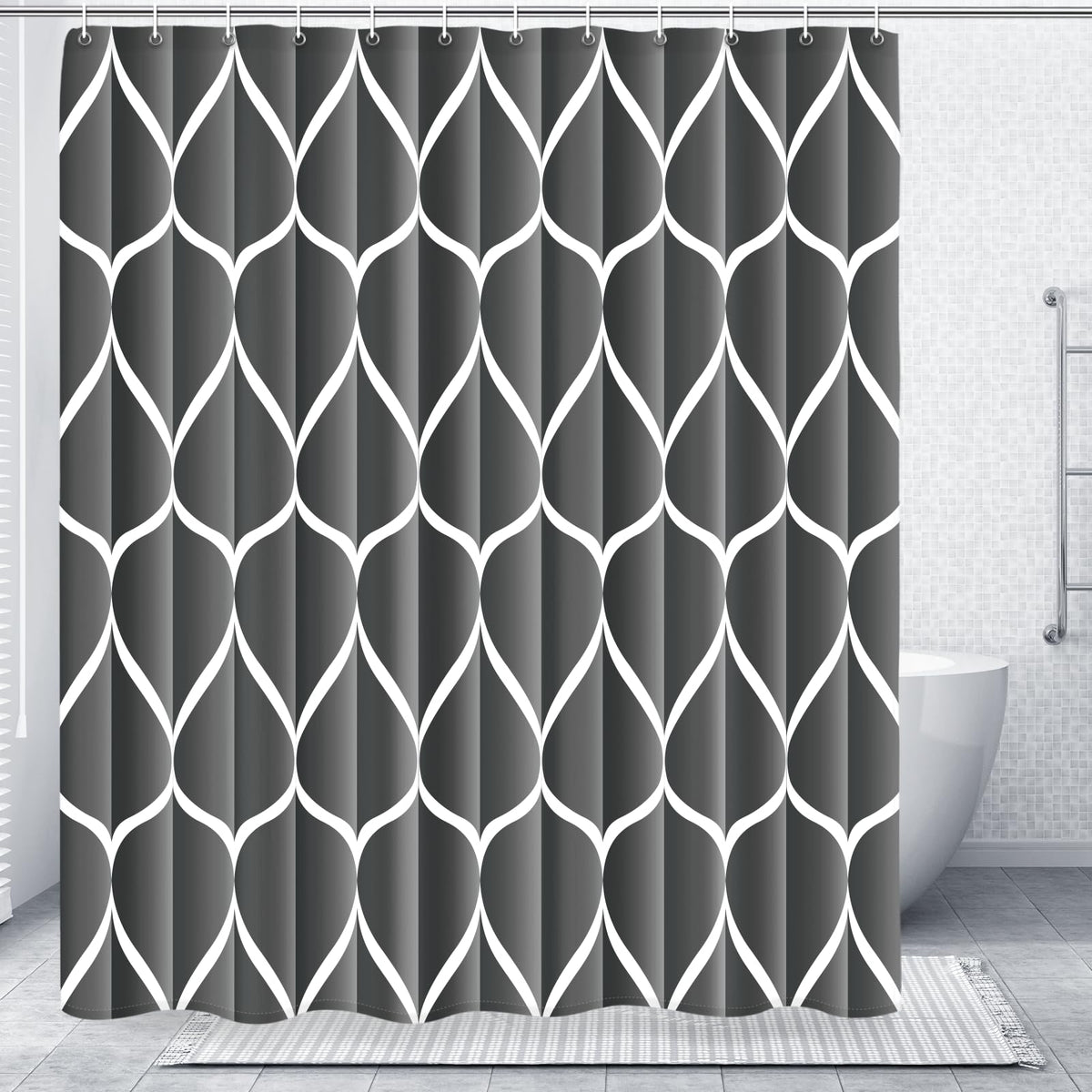 Gelbchu Grey Blend Geometric Shower Curtain for Bathroom, 72x72 Inch