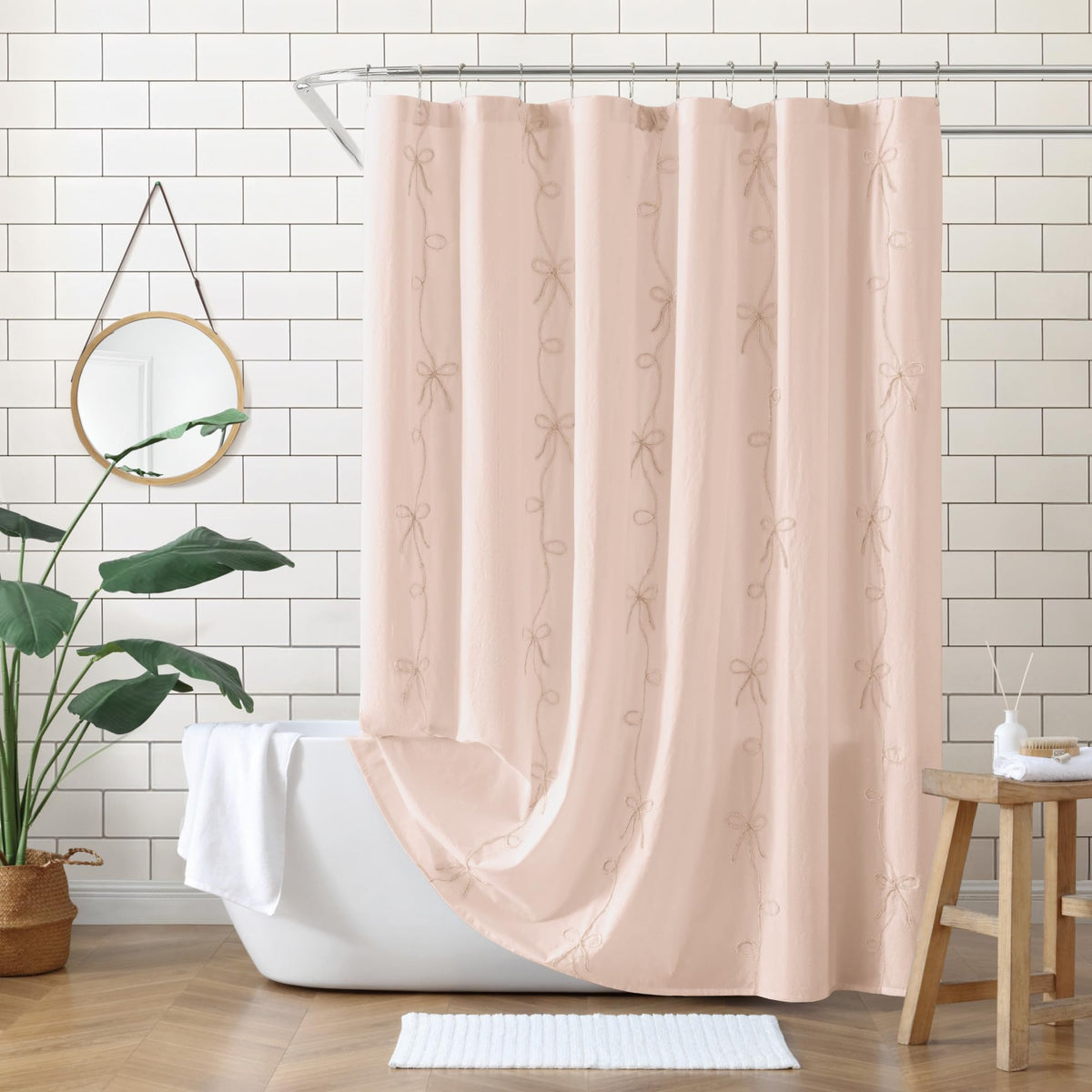 Peri Home Block Print Gauze Shower Curtain 72 x 72 inches Multi 1-Piece