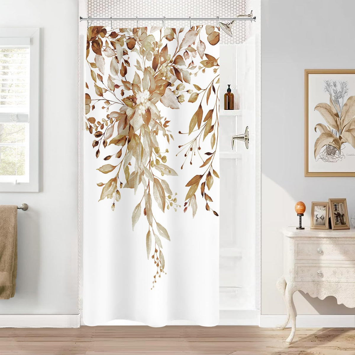 Sage Green Eucalyptus Fabric Shower Curtain for Bathroom, 72x72