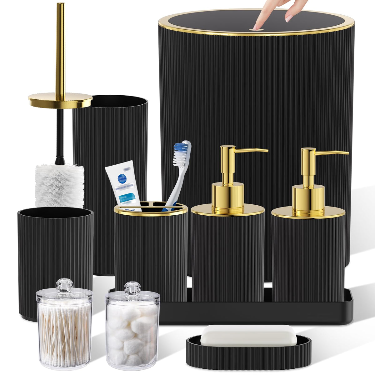 10PC Bathroom Accessory Set - White Bathroom Bath Decor Sets