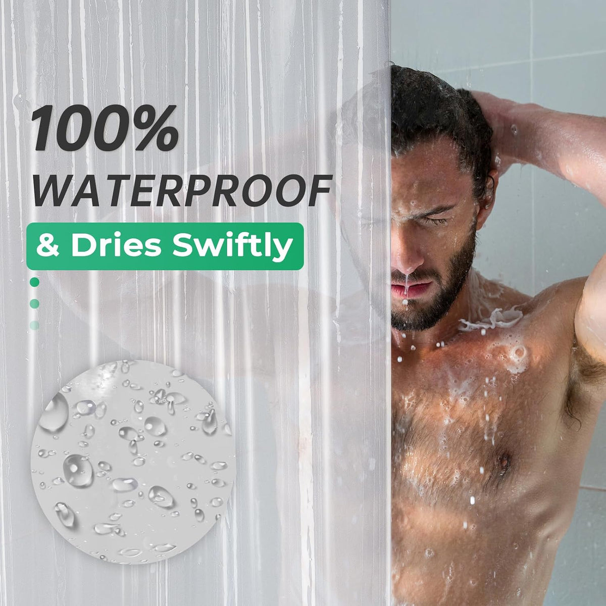 AmazerBath Plastic Shower Curtain Clear 72x74 Inches, Clear Shower Curtain Heavy Duty 8G Premium PEVA, Weighted Shower Curtains for Bathroom Accessories with 3 Big Stones and 12 Rustproof Grommets