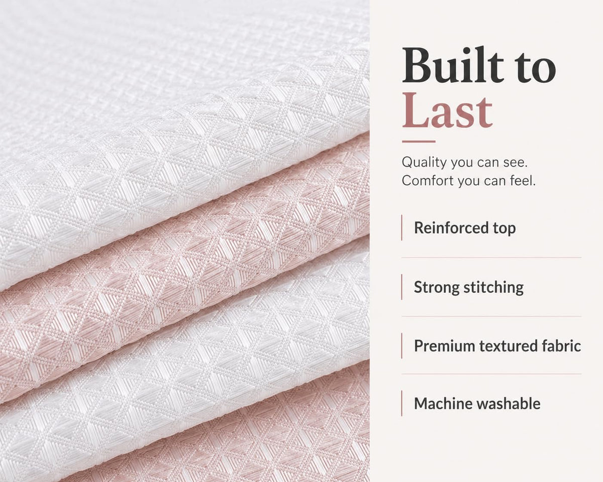 Dainty Home Ombre Waffle Weave Shower Curtain 70 x 72 Blush Textured Fabric Shower Curtain, Hotel Style Waffle Weave Bathroom Curtain, Water Resistant Polyester Ombre Shower Curtain