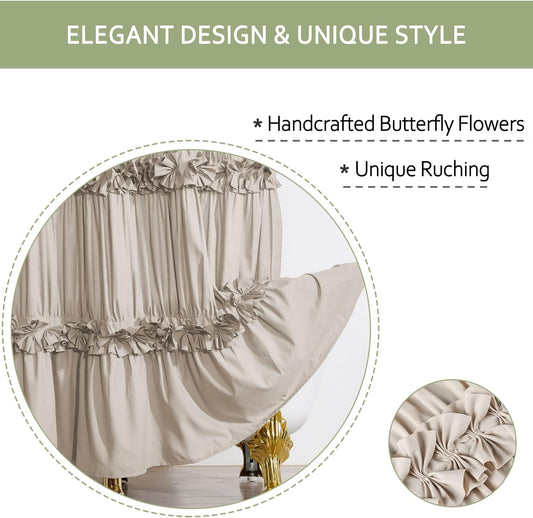 Homechoice Decor Camel Ruffle Shower Curtain 72" W x 72" H