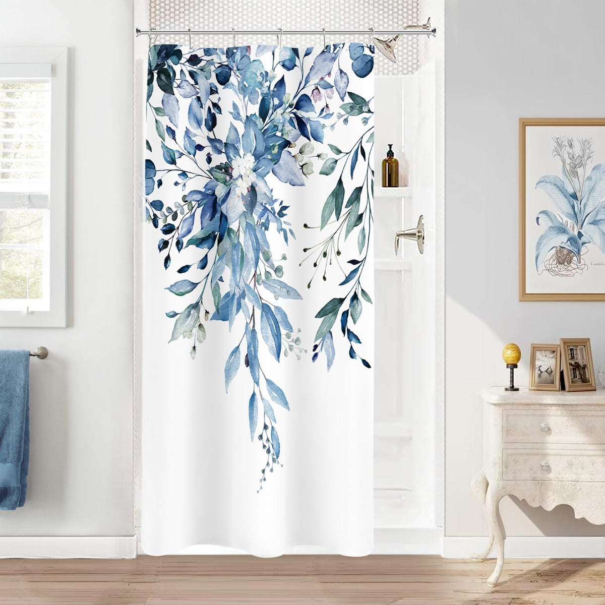 Sage Green Eucalyptus Fabric Shower Curtain for Bathroom, 72x72