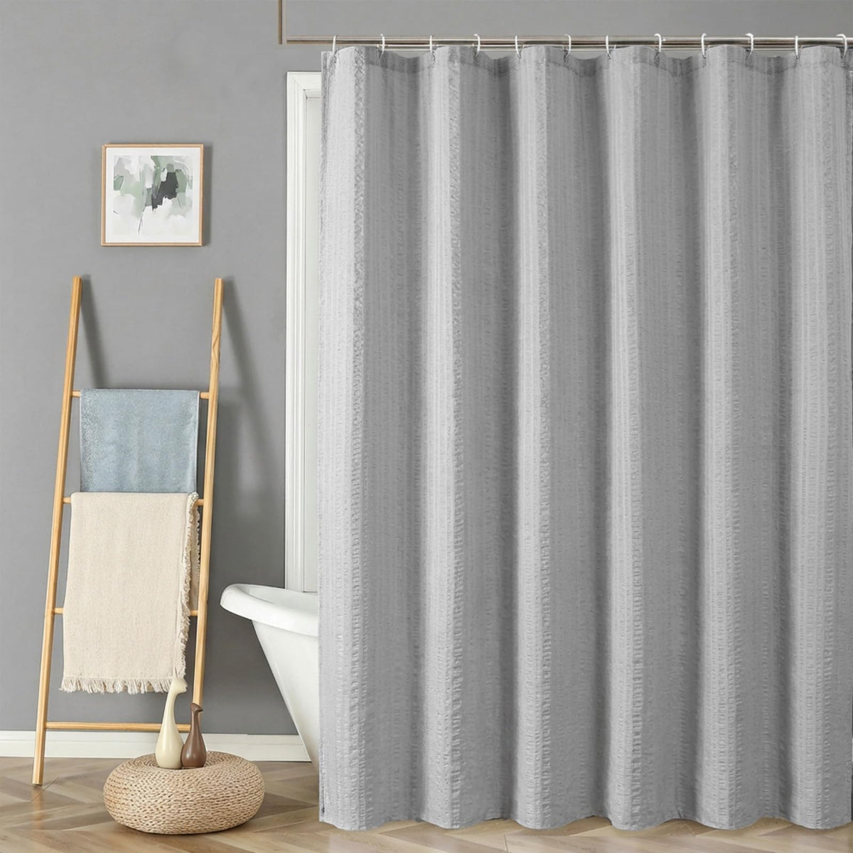 Aiyufeng Moga Sage Green Shower Curtain - 3D Embossed Textured Shower Curtains for Bathroom, Luxury Polyester Cloth Bath Curtain, 72Wx72H, Green