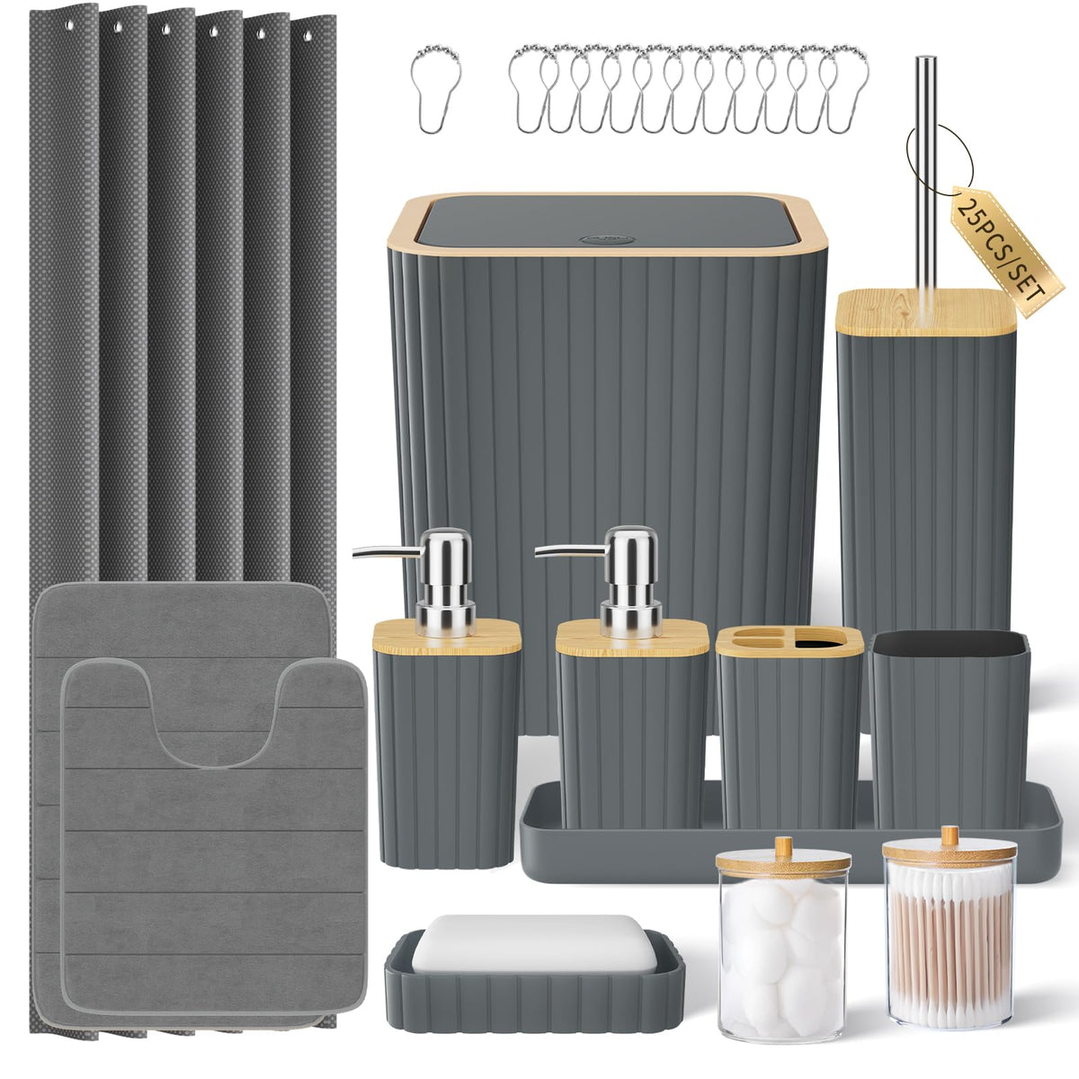 XLHOMO Bathroom Accessories Set - 10PC Gorgeous Black Bathroom Set