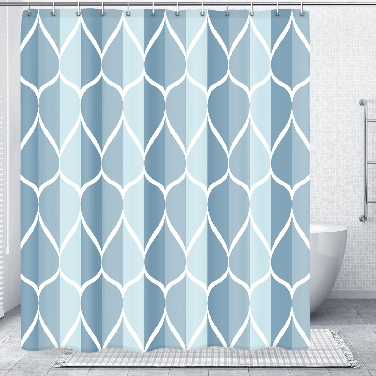 Gelbchu Grey Blend Geometric Shower Curtain for Bathroom, 72x72 Inch