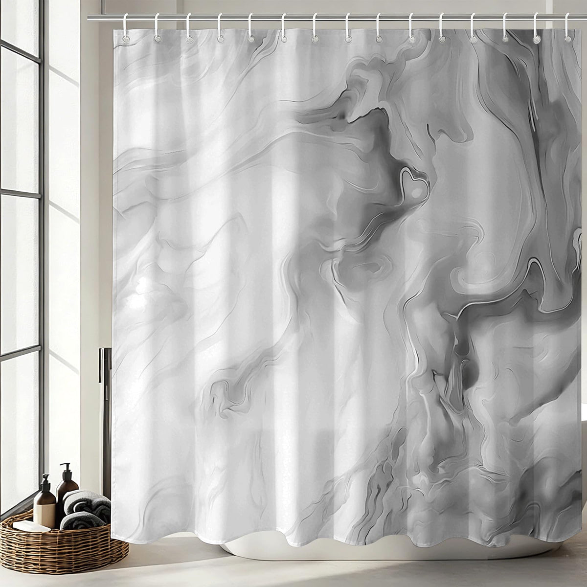 Shower Curtains Grey Marble Shower Curtain for Bathroom 72 X 72 Inch