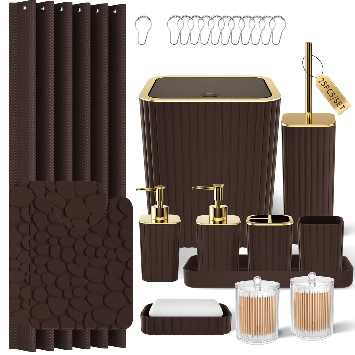XLHOMO Bathroom Accessories Set - 10PC Gorgeous Black Bathroom Set