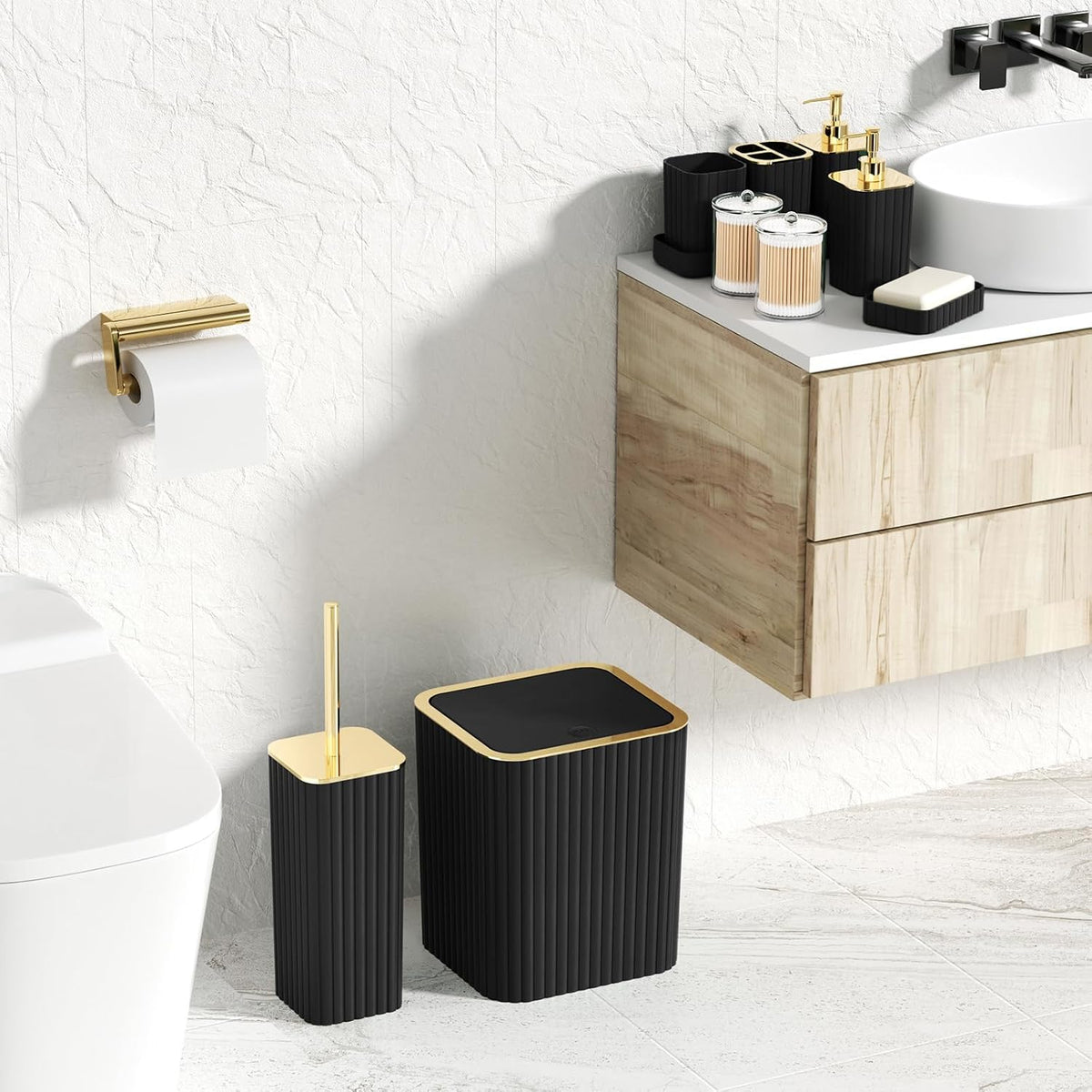 XLHOMO Bathroom Accessories Set - 10PC Gorgeous Black Bathroom Set