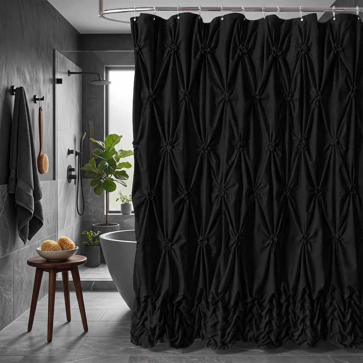 Modern Farmhouse Shower Curtain White Fabric Shower Curtain 72 x 72