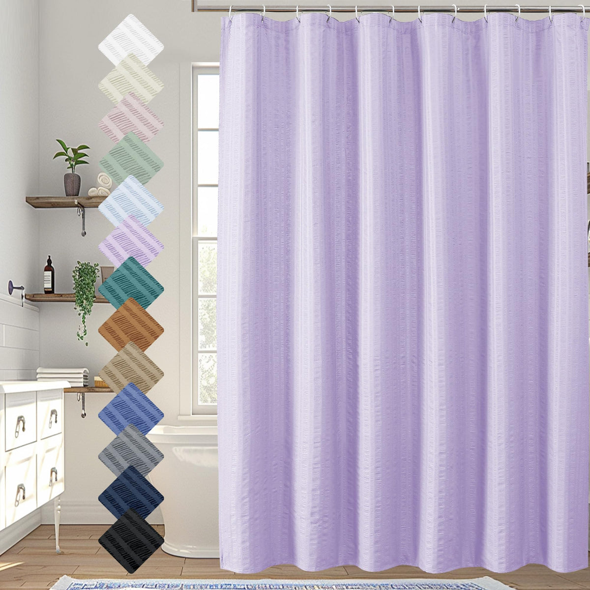 Aiyufeng Light Blue Shower Curtain for Bathroom, Embossed Textured Fabric Shower Curtain for Bathroom - Soft Cloth & Hotel Spa, Machine Washable, 72X72, Glacier Blue