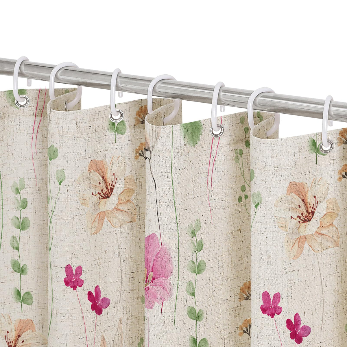 Gibelle Sage Green Beige Watercolor Floral Fabric Shower Curtain 72x72