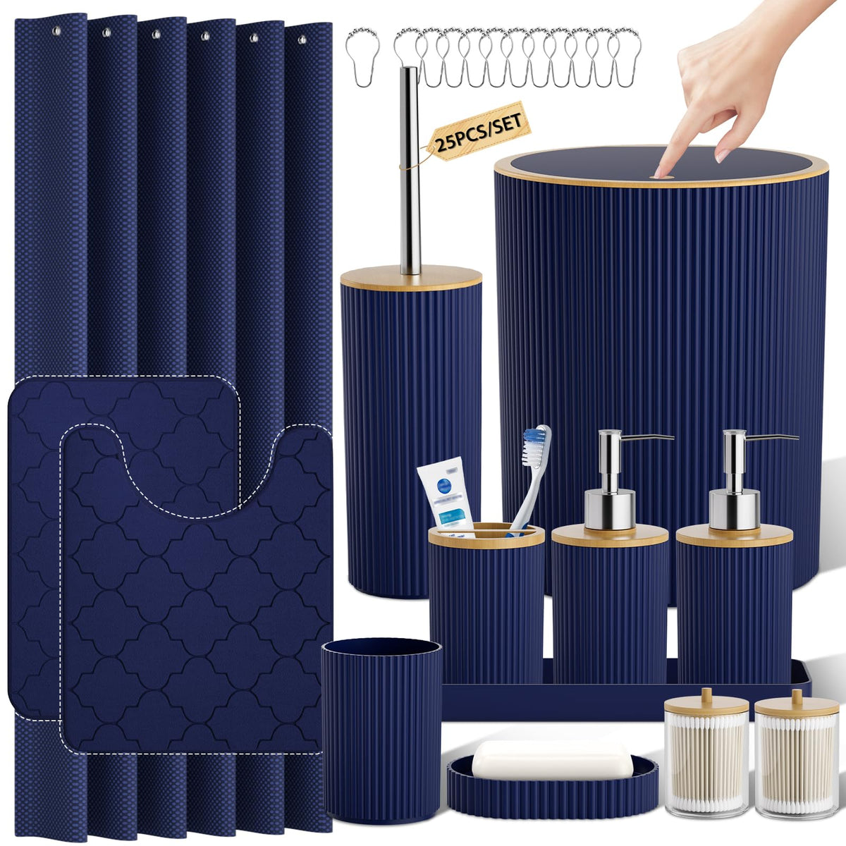 10PC Bathroom Accessory Set - White Bathroom Bath Decor Sets
