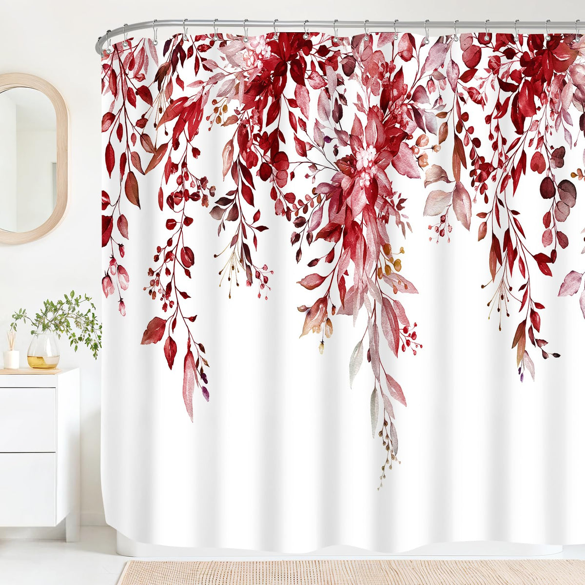 Sage Green Eucalyptus Fabric Shower Curtain for Bathroom, 72x72