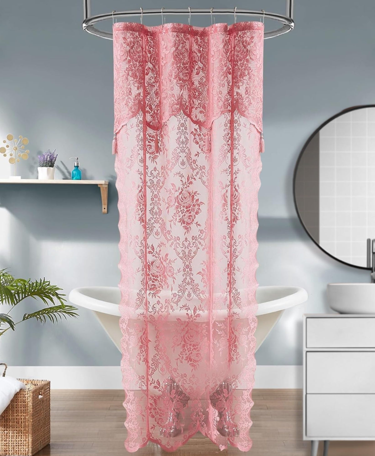 Warm Home Designs Black Stall Shower Curtain with Valance. LA Black 36