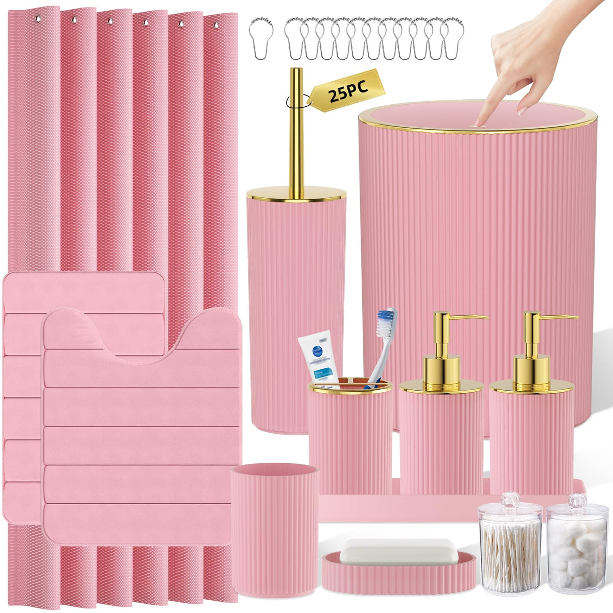 10PC Bathroom Accessory Set - White Bathroom Bath Decor Sets