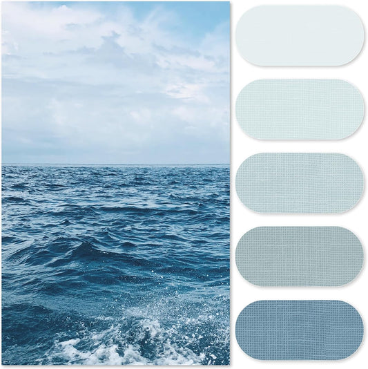 jinchan Ombre Ocean Blue Shower Curtain for Bathroom 70x72 Inch 12 Hooks