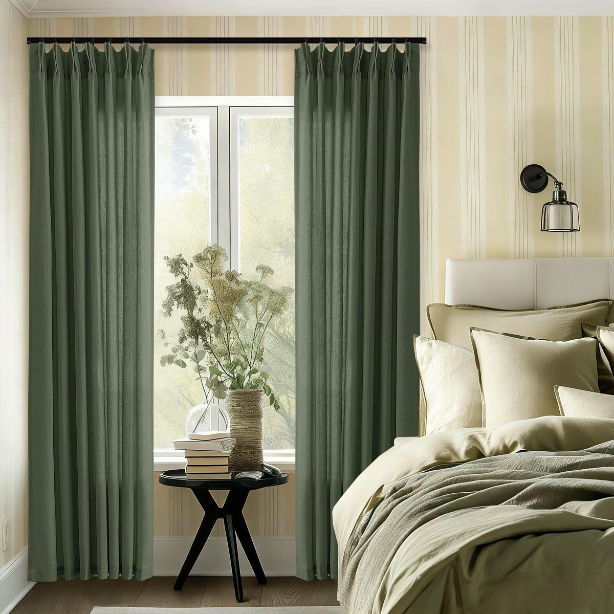 72 Inch Linen Pleated Shower Curtain Burlywood Birch Semi Sheer