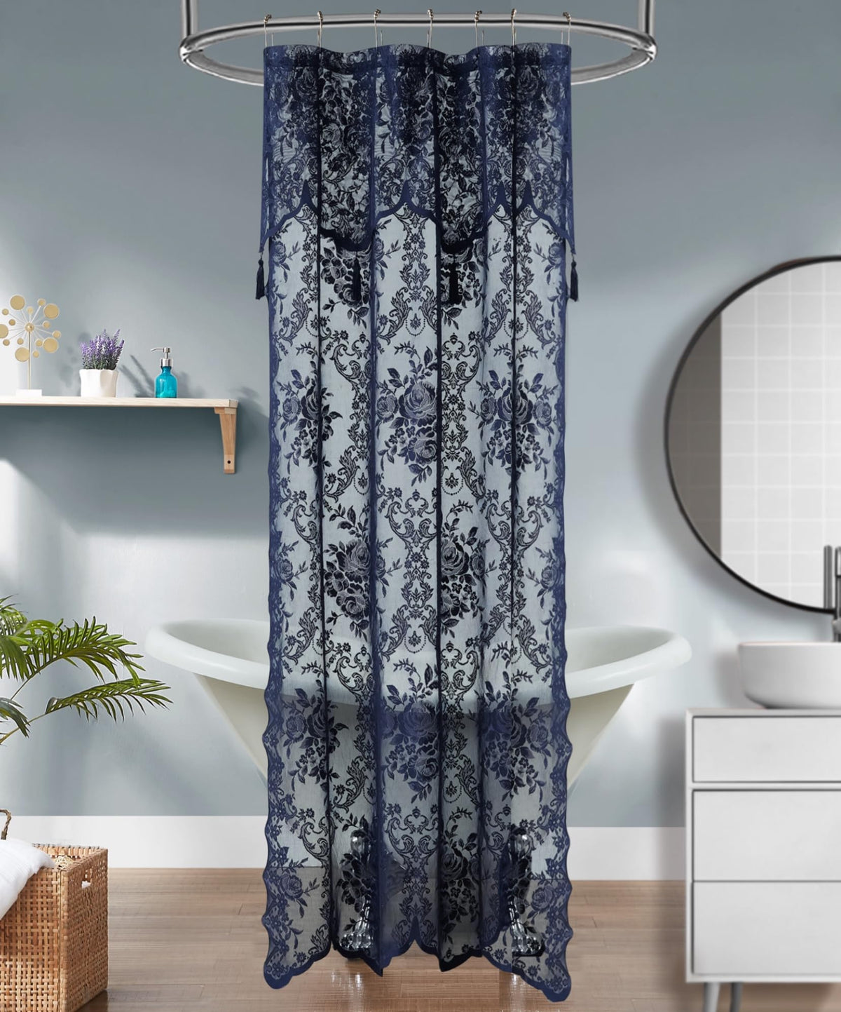 Warm Home Designs Black Stall Shower Curtain with Valance. LA Black 36