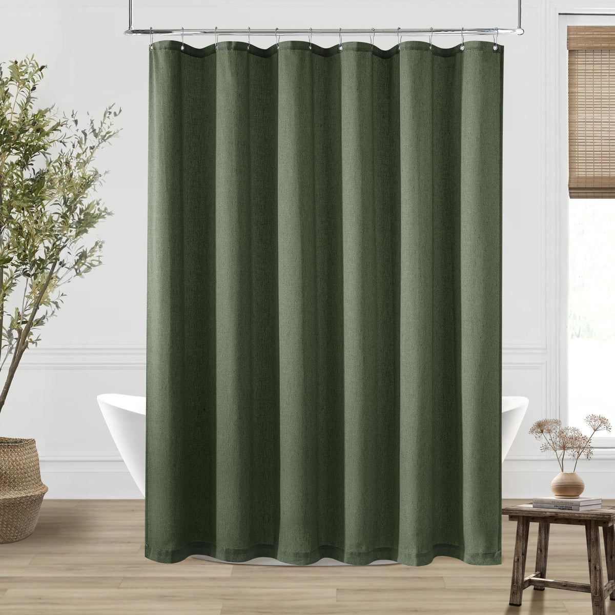 Cream Linen Shower Curtain for Bathroom Water Repellent 72x78 Inch