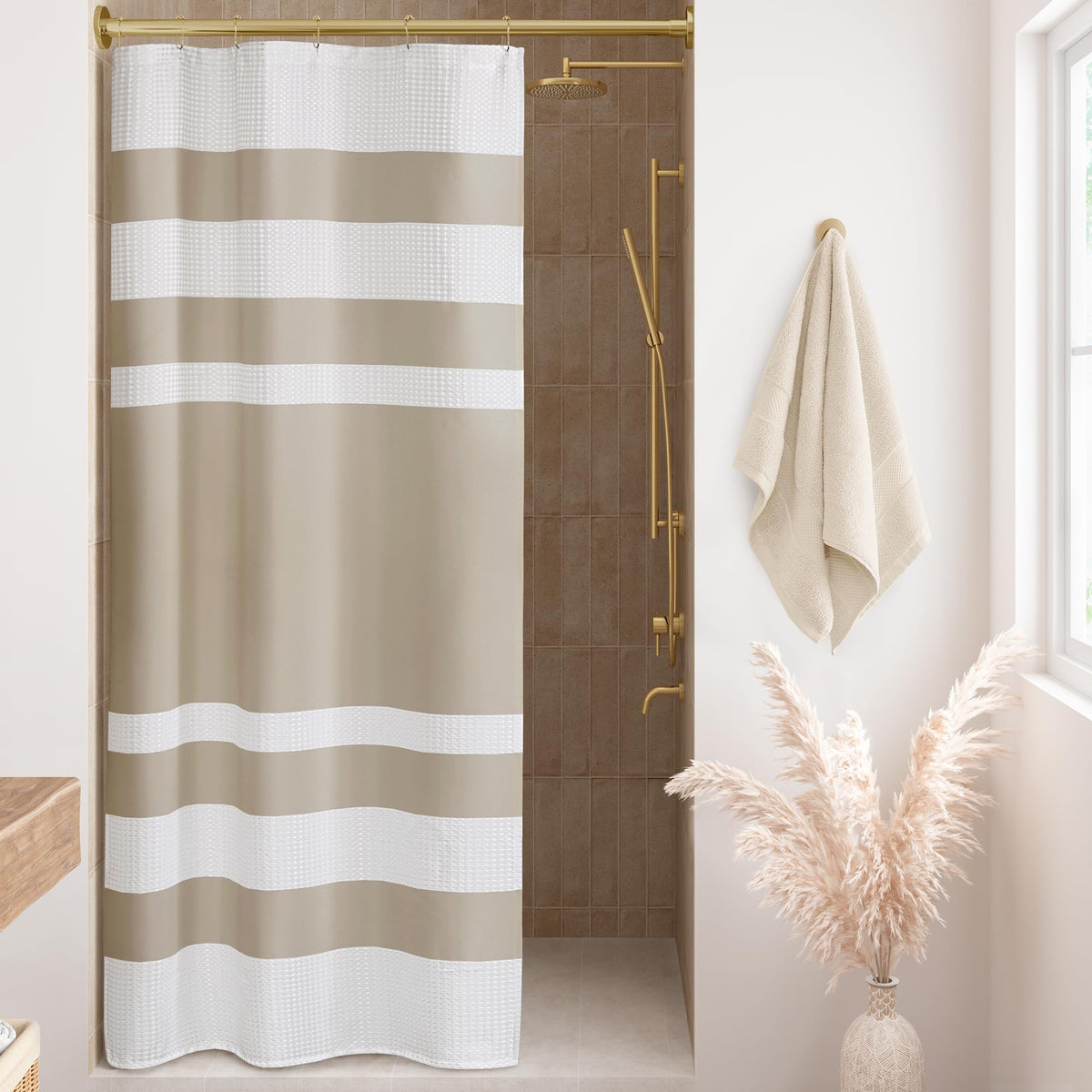 Madison Park Spa Waffle Shower Curtain for Bathroom, 72 x 72, Grey