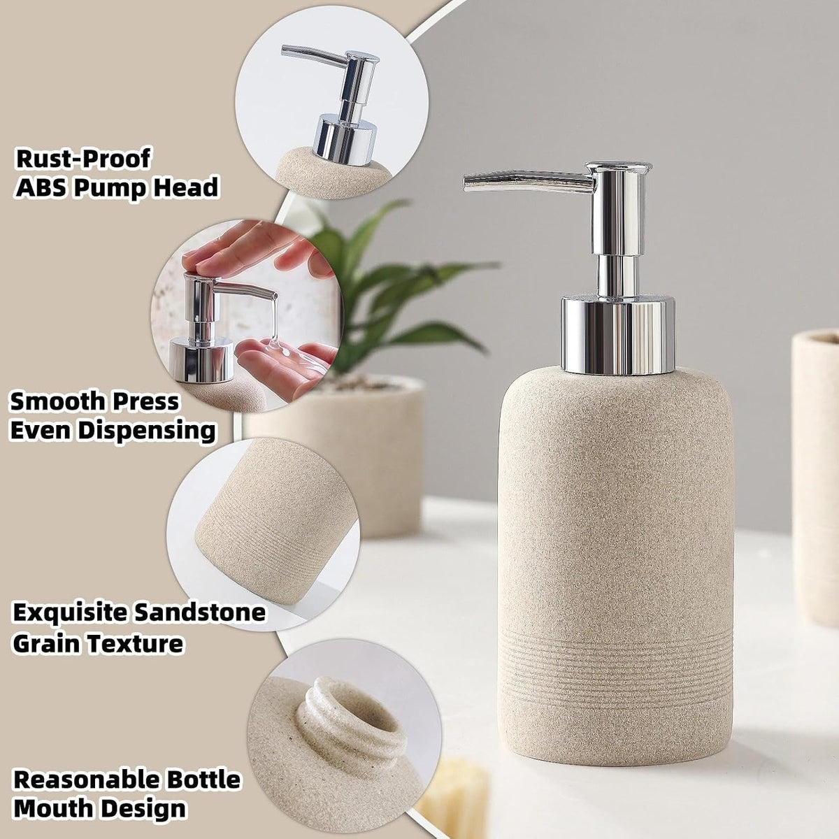 7 PCS Bathroom Accessories Set, Sandstone Look Bath Storage for Home Decor