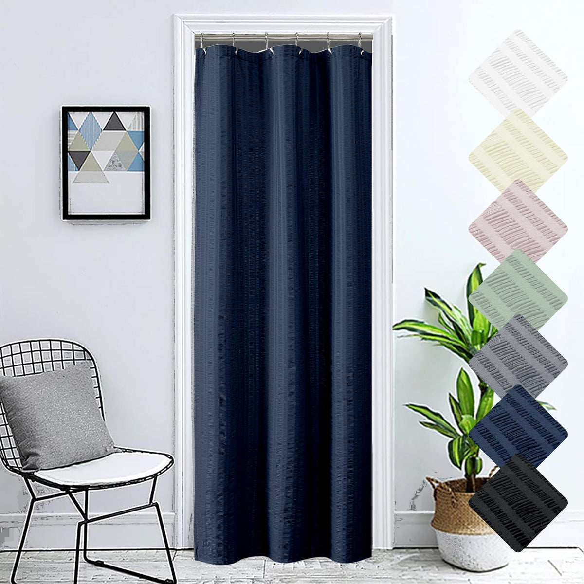 Aiyufeng Light Blue Shower Curtain for Bathroom, Embossed Textured Fabric Shower Curtain for Bathroom - Soft Cloth & Hotel Spa, Machine Washable, 72X72, Glacier Blue