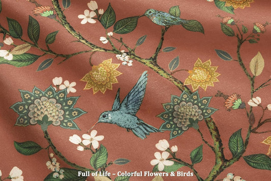 Floral Terracotta Boho Shower Curtain,Vintage Anthropologie Linen Shower Curtains for Bathroom,72Wx72H