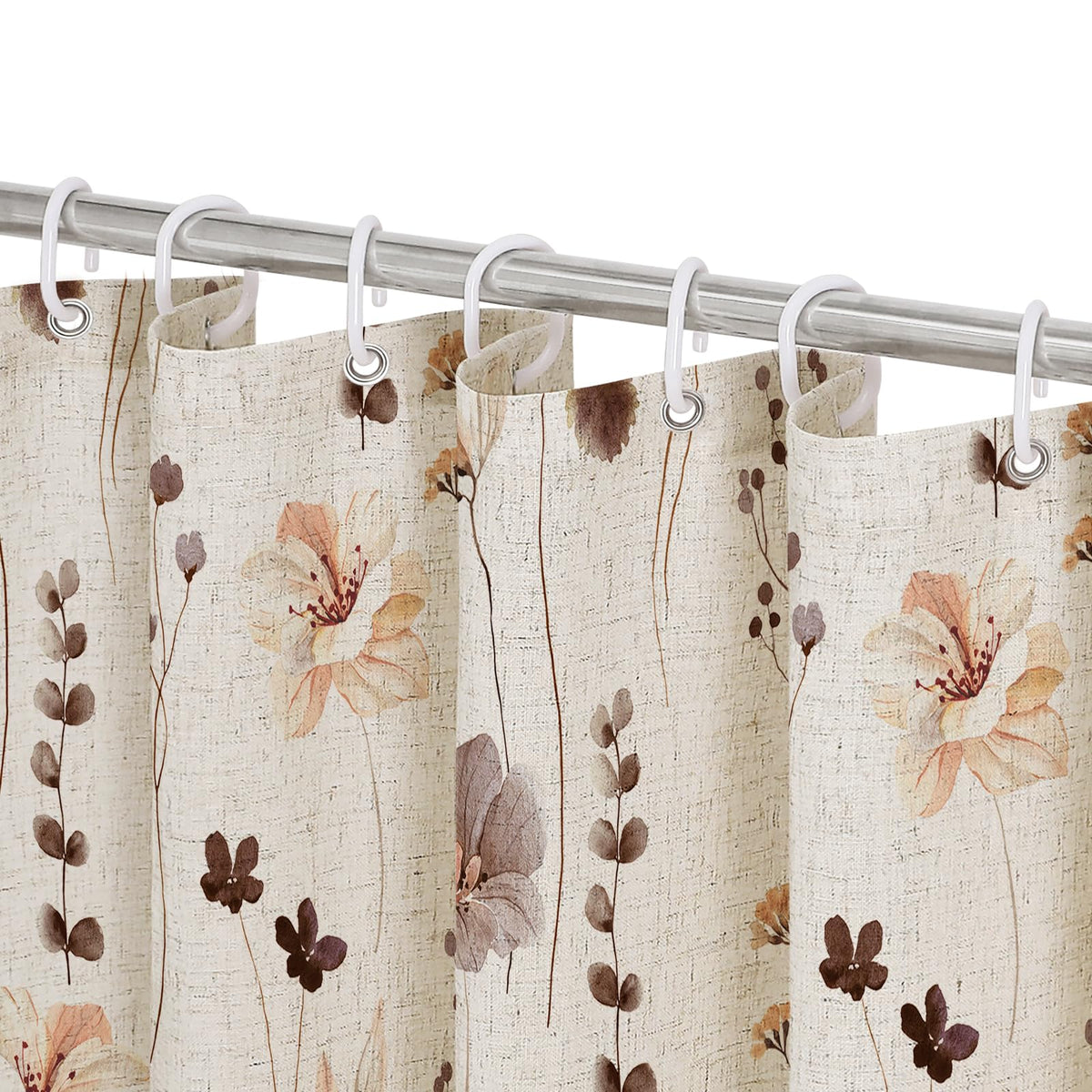 Gibelle Sage Green Beige Watercolor Floral Fabric Shower Curtain 72x72
